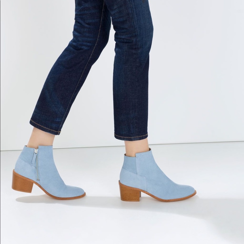 Zara Blue Suede Boots
